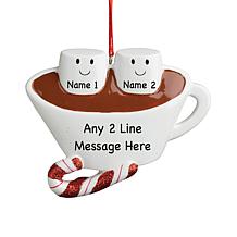 Custom Personalization Two Marshmallow & Hot Chocolate Ornament