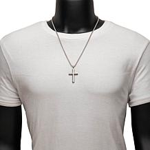 Dante Goldtone Stainless Steel Men's Double Finish Cross Necklace