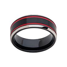 Dante Stainless Steel Men's Black and Red Ring