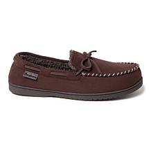 Dearfoams Men's Toby Microsuede Moccasin with Tie