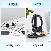 Delton 15W Wireless Fast-Charging Headset Stand and 30X Headset