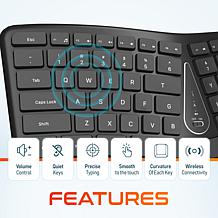 Delton KB250 Wireless Ergonomic Keyboard and Wrist Rest