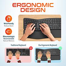 Delton KB250 Wireless Rechargeable Ergonomic Keyboard and Wrist Rest