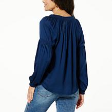 Democracy EcoVero™ Knit Blouson-Sleeve Peasant Blouse