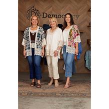 Democracy Embroidered Crochet-Trim Topper