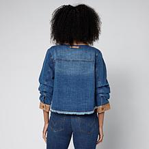 Democracy Mixed Media Ruched Sleeve Denim Jacket