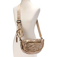 Denise Austin Chevron Quilted Crescent Crossbody Bag