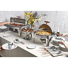 Denmark 5pc 9.5qt Stainless Steel Roll Top Rectangular Chafing Dish