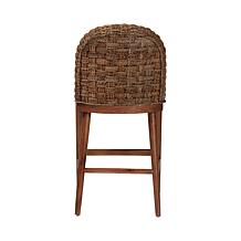 Denver Bohemian Acacia Wood Counter Stool with Seagrass Back