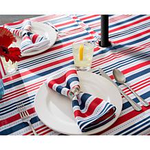 Design Imports 60" Patriotic Stripe Round Outdoor Tablecloth w/Zipper