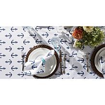 Design Imports 60" x 84" Anchors Print Outdoor Tablecloth with Zipper