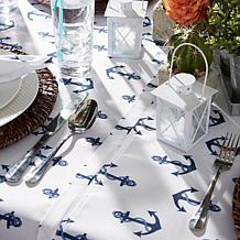 Design Imports 60" x 84" Anchors Print Outdoor Tablecloth with Zipper
