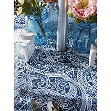Design Imports 60" x 84" Blue Paisley Print Tablecloth with Zipper