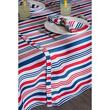 Design Imports 60" x 84" Patriotic Stripe Outdoor Tablecloth w/Zipper