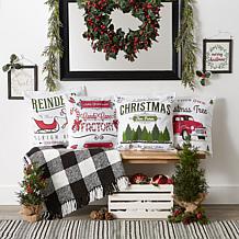 Design Imports Assorted Christmas Print Pillow Covers 18x18 Set of 4