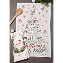Design Imports Assorted Noel Printed Kitchen Towel Set of 2