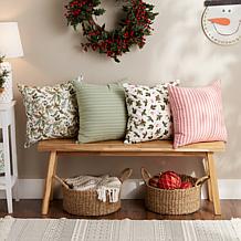 Design Imports Asst Holly Print/Stripe Pillow Covers - Set of 4