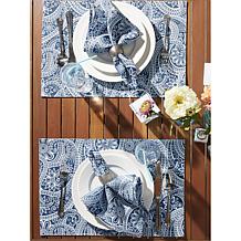 Design Imports Blue Paisley Print Outdoor Reversible Placemat Set of 6