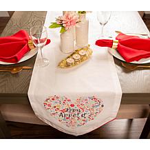Design Imports Bon Apetit Sleur Heart Print Table Runner - 14" x 72"