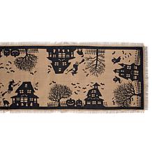 Design Imports Haunted House Burlap Table Runner 14" x 108"