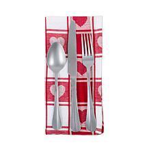 Design Imports Hearts Woven Check Napkin Set of 6