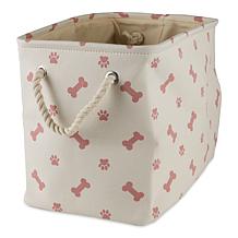 Design Imports Polyester Rectangle Pet Bin Paws & Bones Medium