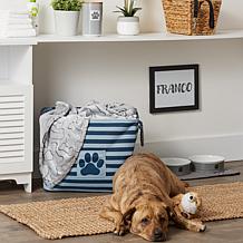 Design Imports Polyester Rectangle Stripe Paw Patch Pet Bin Large