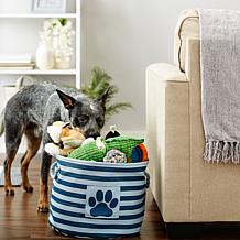 Design Imports Polyester Round Stripe Paw Patch Pet Bin Medium