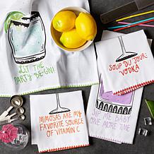 Design Imports Sassy Cocktails Printed Kitchen Towel Set of 4