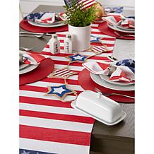 Design Imports Stars and Stripe 14" x 72" Jacquard Table Runner