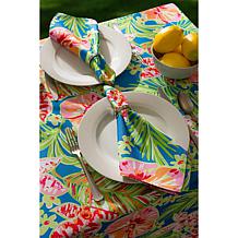 Design Imports Summer Floral Outdoor Tablecloth w/Zipper - 60" x 84"