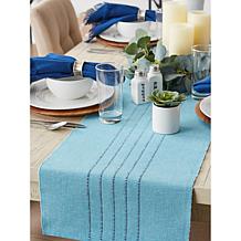 Design Imports Thera Stripe Blue Table Runner 14" x 72"