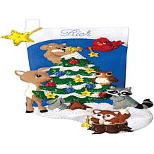 Design Works Felt Stocking Applique Kit 18 Long - Woodland Friends
