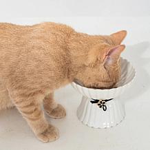 DexyPaws Elevated Ceramic Cat Bowl - Blush Pink & Rose Gold