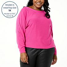DG2 by Diane Gilman Boat-Neck Snap Detail Sweater