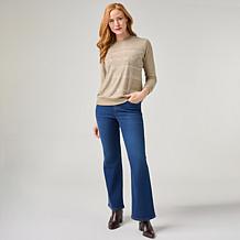 DG2 by Diane Gilman Brushed Sweater Knit Embellished Crew Neck Top