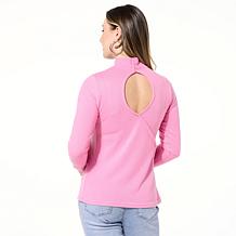 DG2 by
Diane Gilman Brushed Sweater Knit Keyhole Back Mock-Neck Top