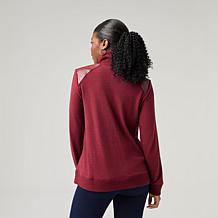DG2 by Diane Gilman Brushed Sweater Knit Turtleneck Top with PU Det...