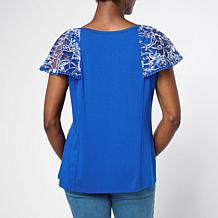 DG2 by Diane Gilman Burnout Lace Flounce Top