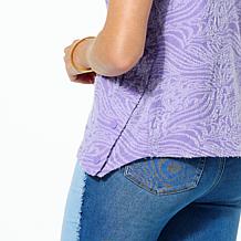 DG2 by Diane Gilman Burnout Tee with Snap Detail