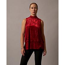 DG2 by Diane Gilman Burnout Velvet Mock Neck Easy Tank