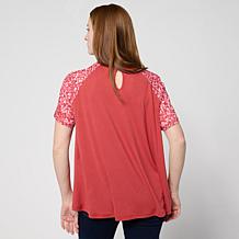 DG2 by Diane Gilman Crepe De Chine Flared Sleeve Printed Top