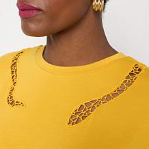 DG2 by Diane Gilman Crochet Applique Trim Tee