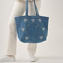 DG2 by Diane Gilman Crystal Heart Denim Tote Bag