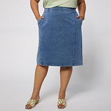 DG2 by Diane Gilman Denim Pull-On Knit Flex Skirt