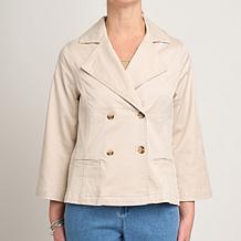 DG2 by Diane Gilman Dream Drape Denim Double-Breasted Jacket