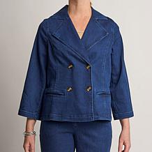 DG2 by Diane Gilman Dream Drape Denim Double-Breasted Jacket