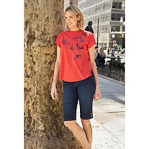 DG2 by Diane Gilman Embellished Hi-Low Hem Knit Tee