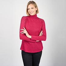 DG2 by Diane Gilman Embellished Long-Sleeve Turtleneck Top