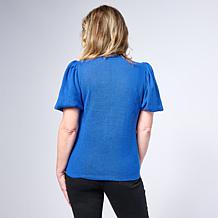 DG2 by
Diane Gilman Embroidered Balloon-Sleeve Brushed Knit Top